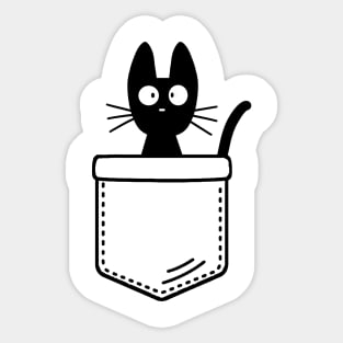 Cute Black Cat In Pocket Sticker